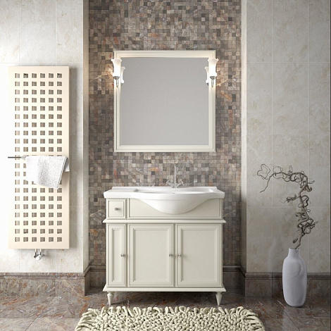 Комплект мебели Opadiris Санрайз 90 Z0000006354, слоновая кость (тумба+раковина+зеркало+светильники)