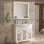 Комплект мебели ASB-Woodline Бергамо 85 9710K белая патина витраж (Тумба+раковина+зеркало)