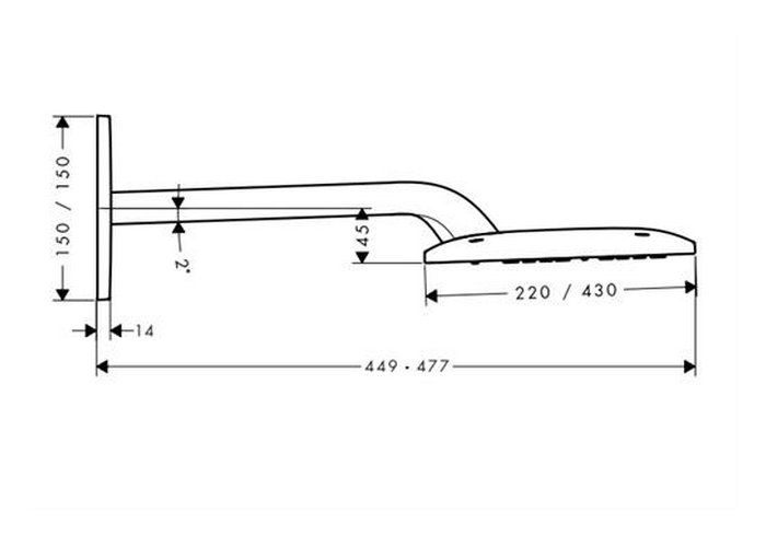 Чертеж Верхний душ Hansgrohe Raindance E Air 27373000 с кронштейном