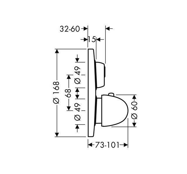 Чертеж Смеситель для душа hansgrohe Ecostat 15740000