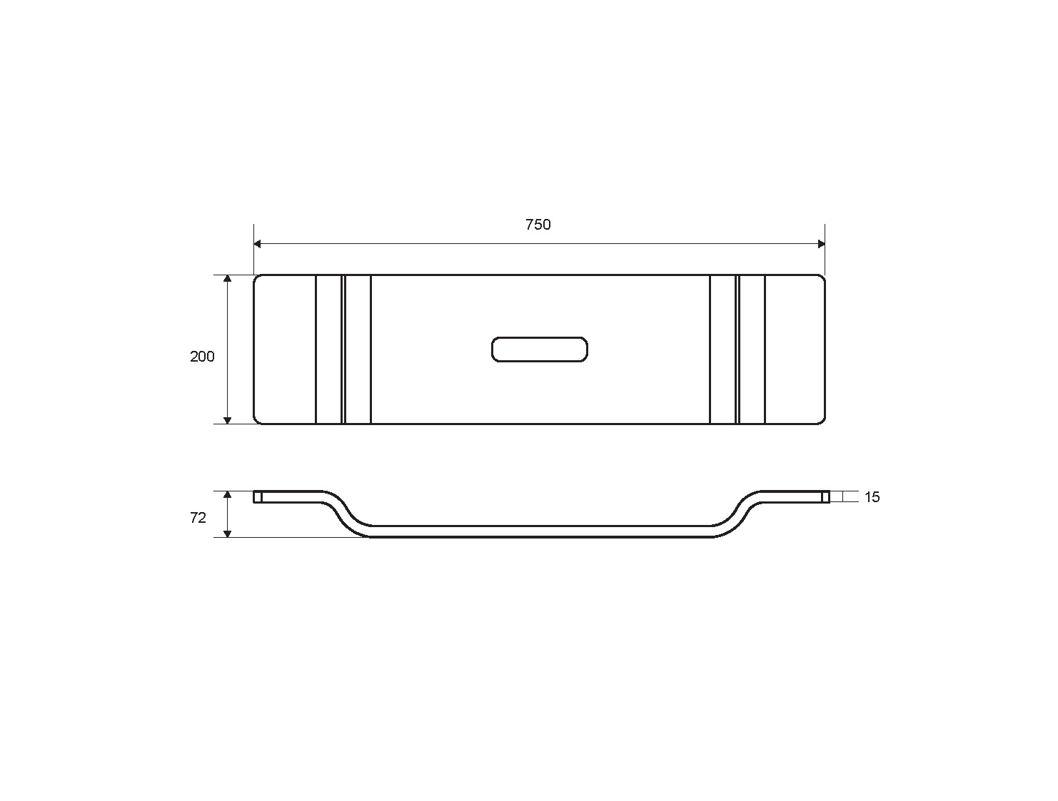 Чертеж Полочка для ванны Excellent DOEX.1102.750.TR