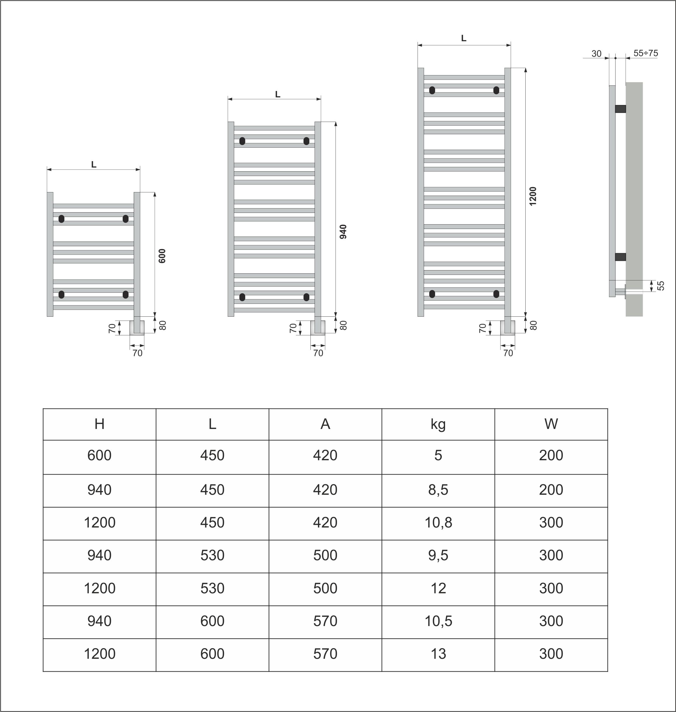Чертеж Полотенцесушитель электрический Neoinox BRAS 600x450 POL хром