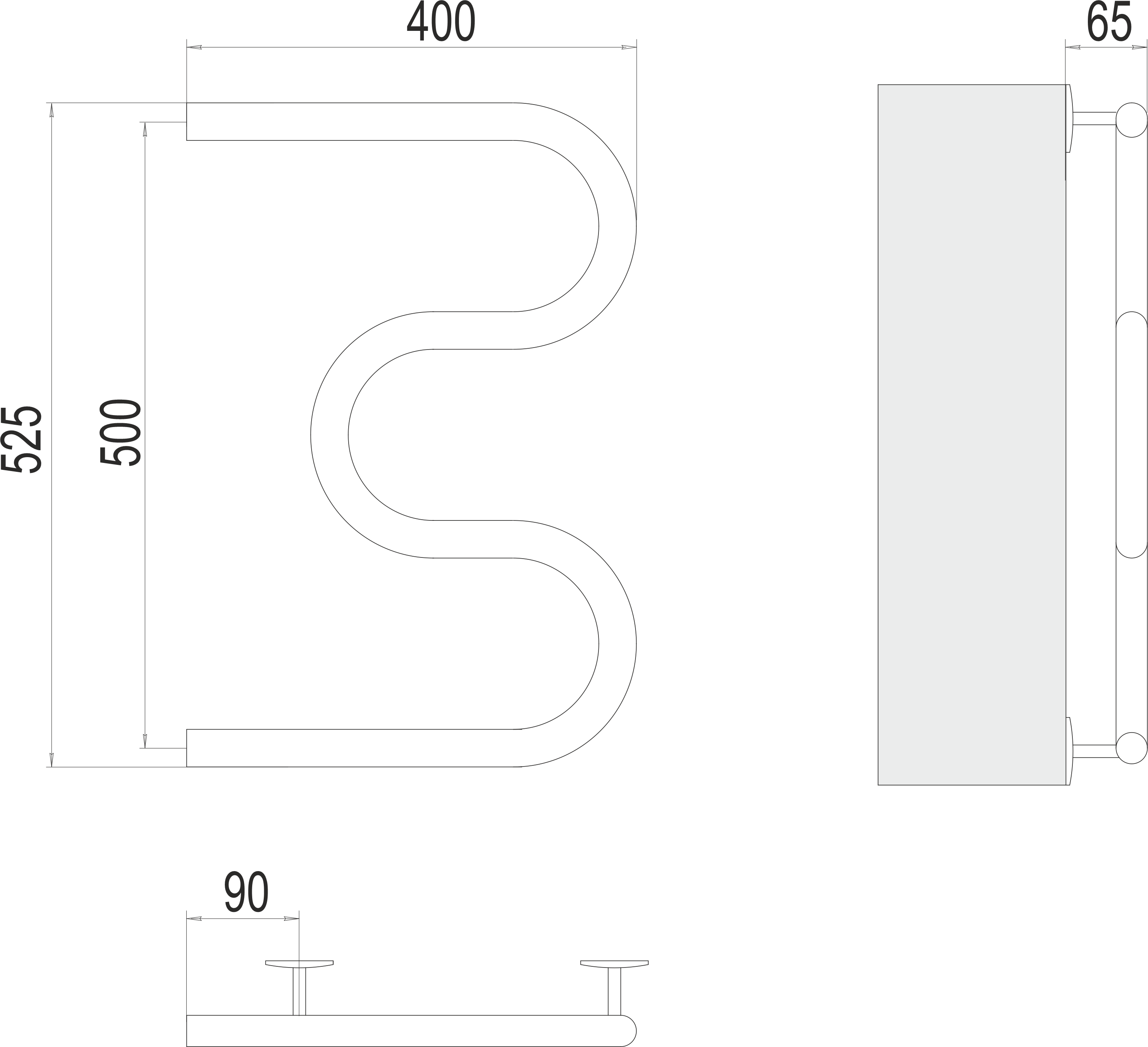 Чертеж Полотенцесушитель электрический Terminus М-образный 400х500 4620768883903
