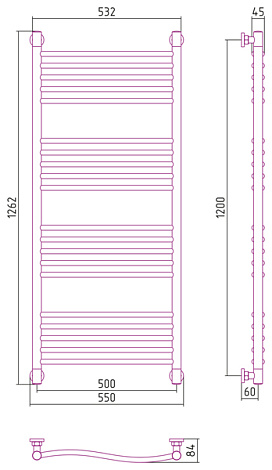 Полотенцесушитель водяной Сунержа Флюид 120x50 00-0222-1250