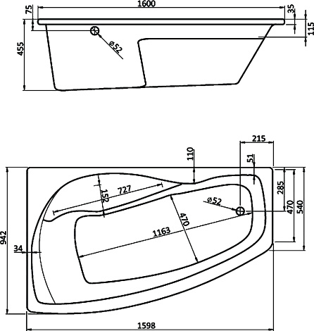 Акриловая ванна Santek Майорка 160x95 1WH111991 L