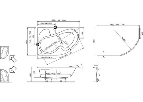 Акриловая ванна Ravak Rosa 140x105 CV01000000 правая