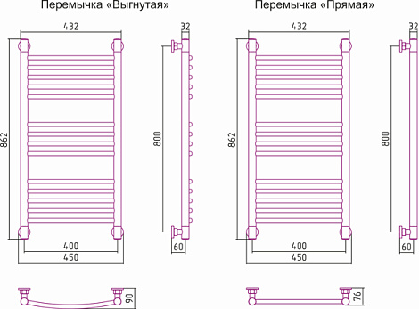 Полотенцесушитель водяной Сунержа Богема+ 80x40 00-0220-8040