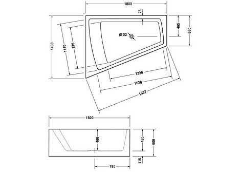 Акриловая ванна Duravit Paiova 180x140 SX 700268000000000 левая