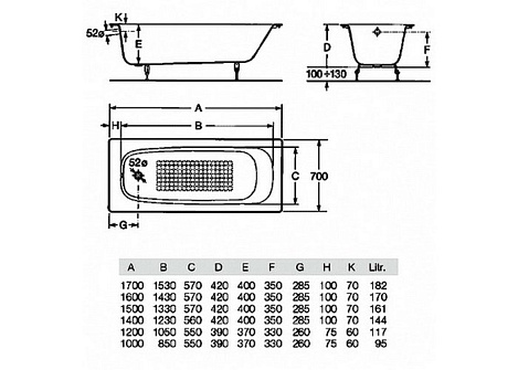 Чугунная ванна Roca Continental 150x70 21291300R (212913001)