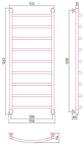 Полотенцесушитель водяной Сунержа Галант 120x50 00-0200-1250