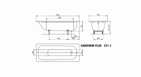 Ванна стальная Kaldewei Saniform plus 371-1 170x73 112900013001 с покрытием
