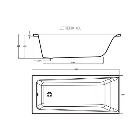 Акриловая ванна Cersanit LORENA 160x70 WP-LORENA*160-W