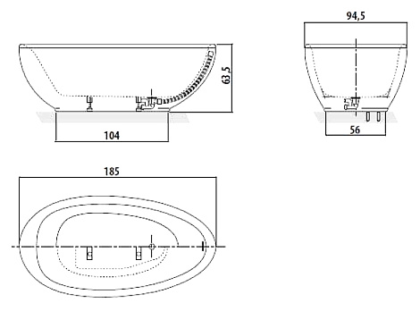 Акриловая ванна Jacuzzi Desire 185x95 9443-814A