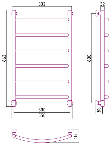Полотенцесушитель водяной Сунержа Галант 80x50 00-0200-8050