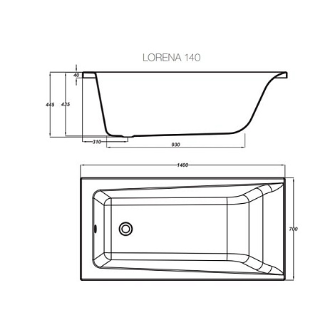 Акриловая ванна Cersanit LORENA 140x70 WP-LORENA*140