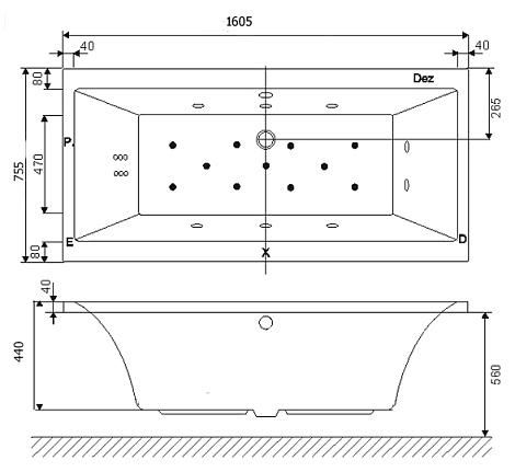 Акриловая ванна Excellent PRYZMAT 160x75 WAEX.PRY16WH