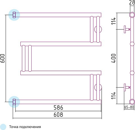 Полотенцесушитель водяной Сунержа High-Tech 00-0050-6060
