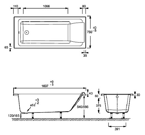Акриловая ванна Jacob Delafon SOFA 170x75 E60515RU-01