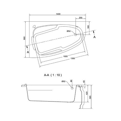 Акриловая ванна Cersanit JOANNA 140х90 WA-JOANNA*140-L левая