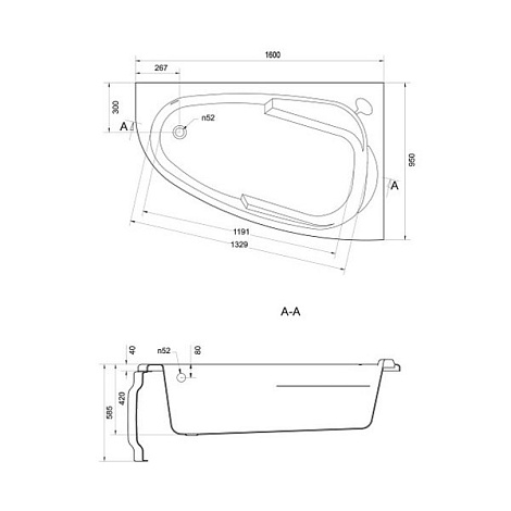 Акриловая ванна Cersanit JOANNA 160x95 WA-JOANNA*160-R правая