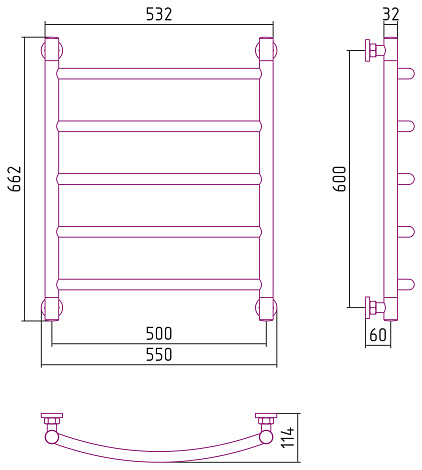 Полотенцесушитель водяной Сунержа Галант 60x50 00-0200-6050