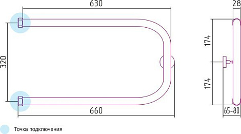 Полотенцесушитель водяной Сунержа П-образный 00-0003-3265