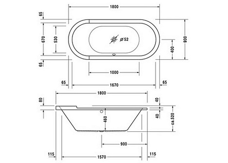 Акриловая ванна Duravit Starck 180x80 700009000000000