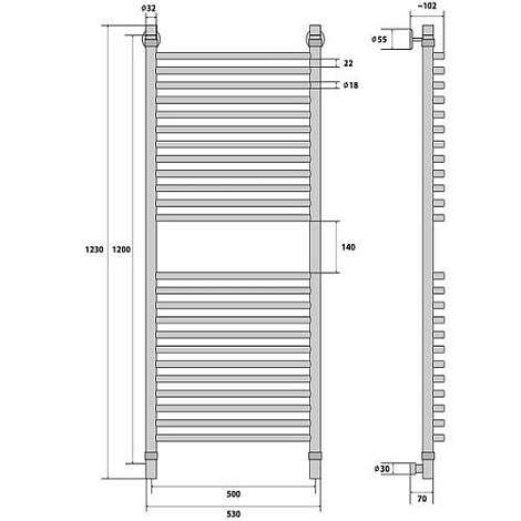 Полотенцесушитель водяной Energy Elite 1200x500