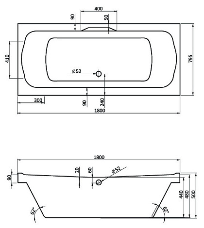 Акриловая ванна Santek Корсика 180x80 1WH111981