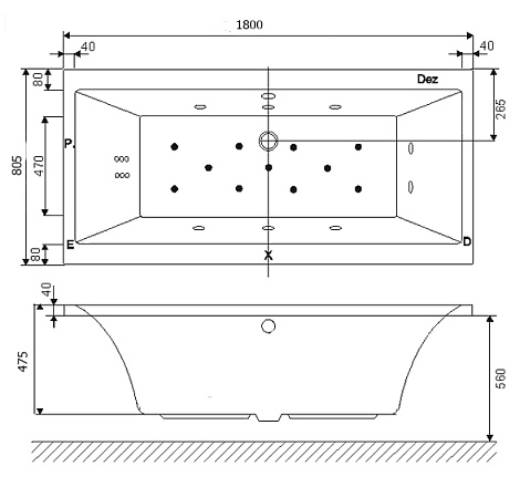 Акриловая ванна Excellent PRYZMAT 180x80 WAEX.PRY18WH