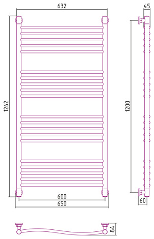 Полотенцесушитель водяной Сунержа Флюид 120x60 00-0222-1260