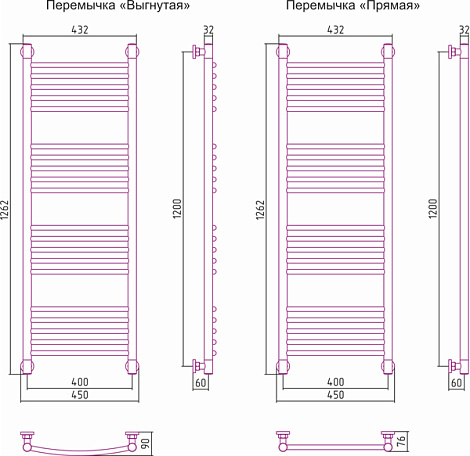 Полотенцесушитель водяной Сунержа Богема+ 120x40 00-0220-1240