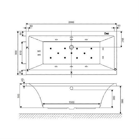 Акриловая ванна Excellent PRYZMAT 200x90 WAEX.PRY20WH