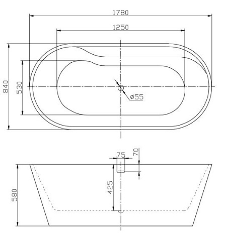 Акриловая ванна BelBagno 178x84 BB14