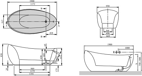 Квариловая ванна Villeroy&Boch Aveo new generation 190x95 UBQ194AVE9W1V-01
