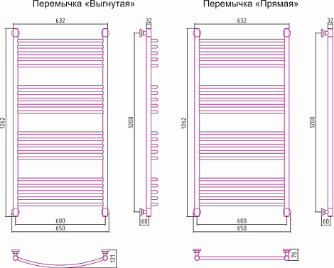 Полотенцесушитель водяной Сунержа Богема+ 120x60 00-0221-1260