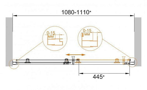 Душевая дверь в нишу Cezares ECO-BF-1-110-P-Cr (ECO-O-BF-1-110-P-Cr)