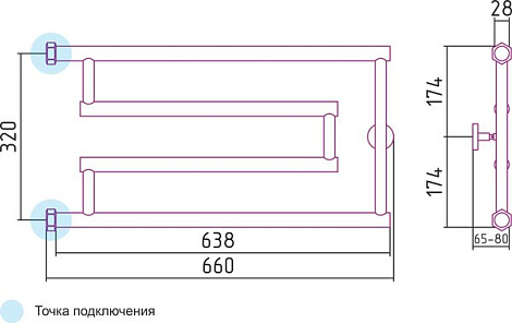 Полотенцесушитель водяной Сунержа High-Tech 00-0051-3265