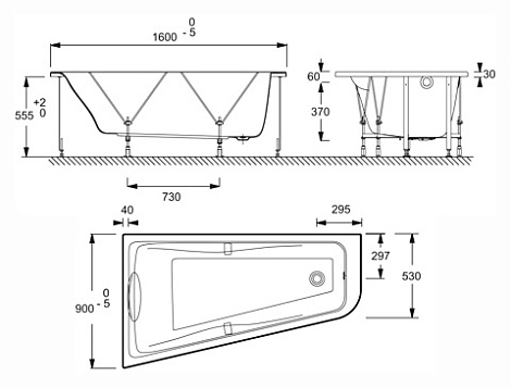 Акриловая ванна Jacob Delafon ODEON UP 160x90 E6081RU-00 R