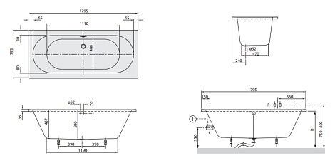 Ванна Villeroy&Boch O.Novo 180x80 UBA180CAS2V-01